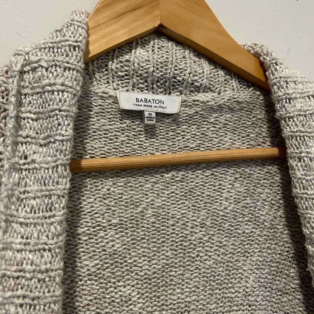 ARITZIA Babaton Linen Blend Cream Color Cocoon Open Front Sweater Size Xsmall - Picture 4 of 7